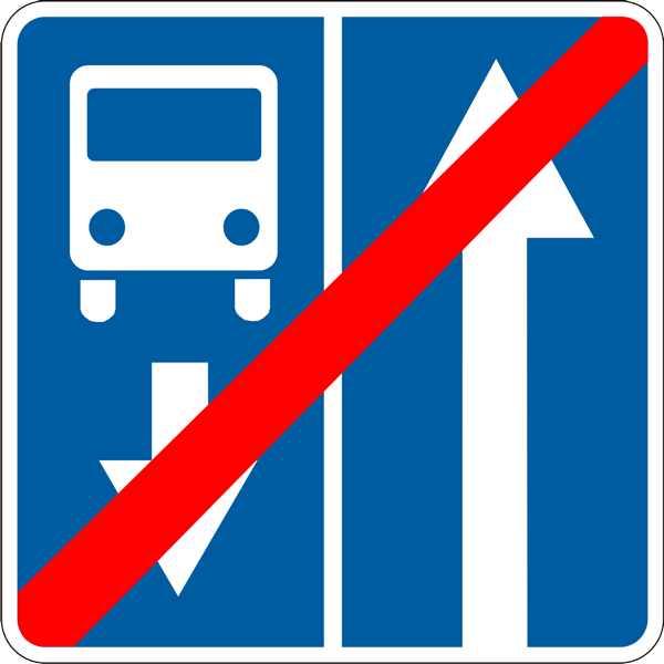 5.10.4 - Yoʻnalishli transport vositalari uchun alohida ajratilgan tasmasi bor yoʻlning oxiri yo‘l belgisi