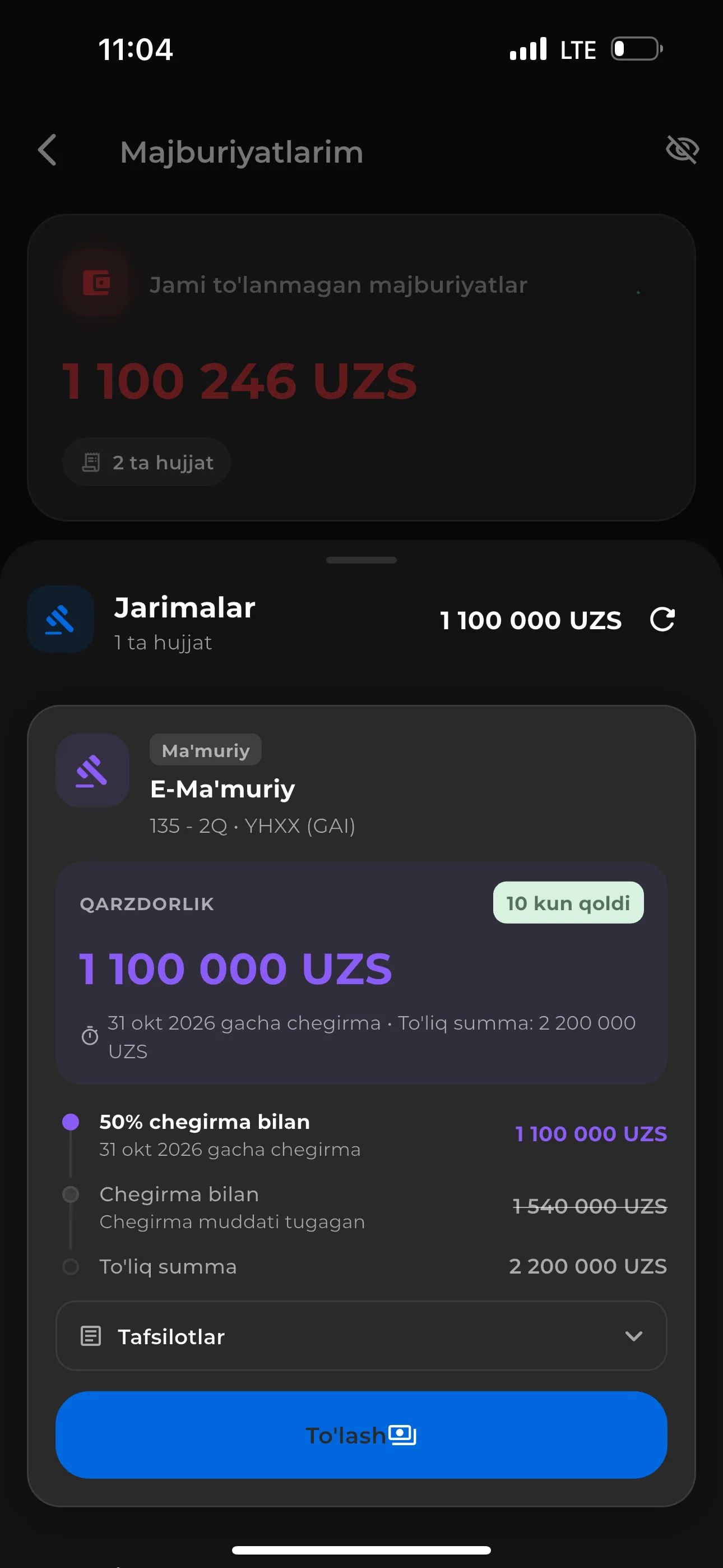 Skuter men YHXX ga ushlandim 2200000 jarima saldi ne ushin